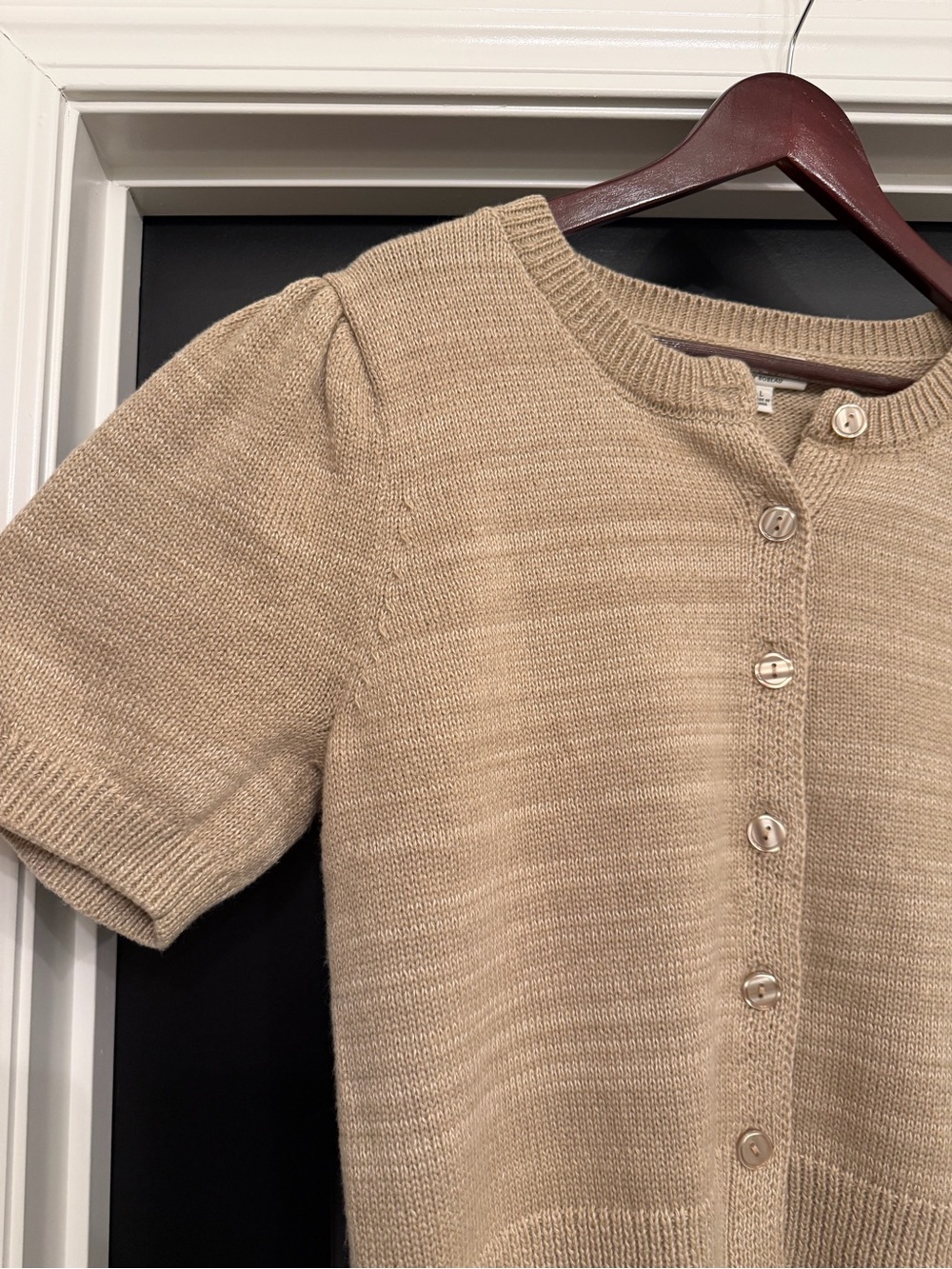 StudioB Beige Short Sleeve Button Cardigan - Picture 2 of 4